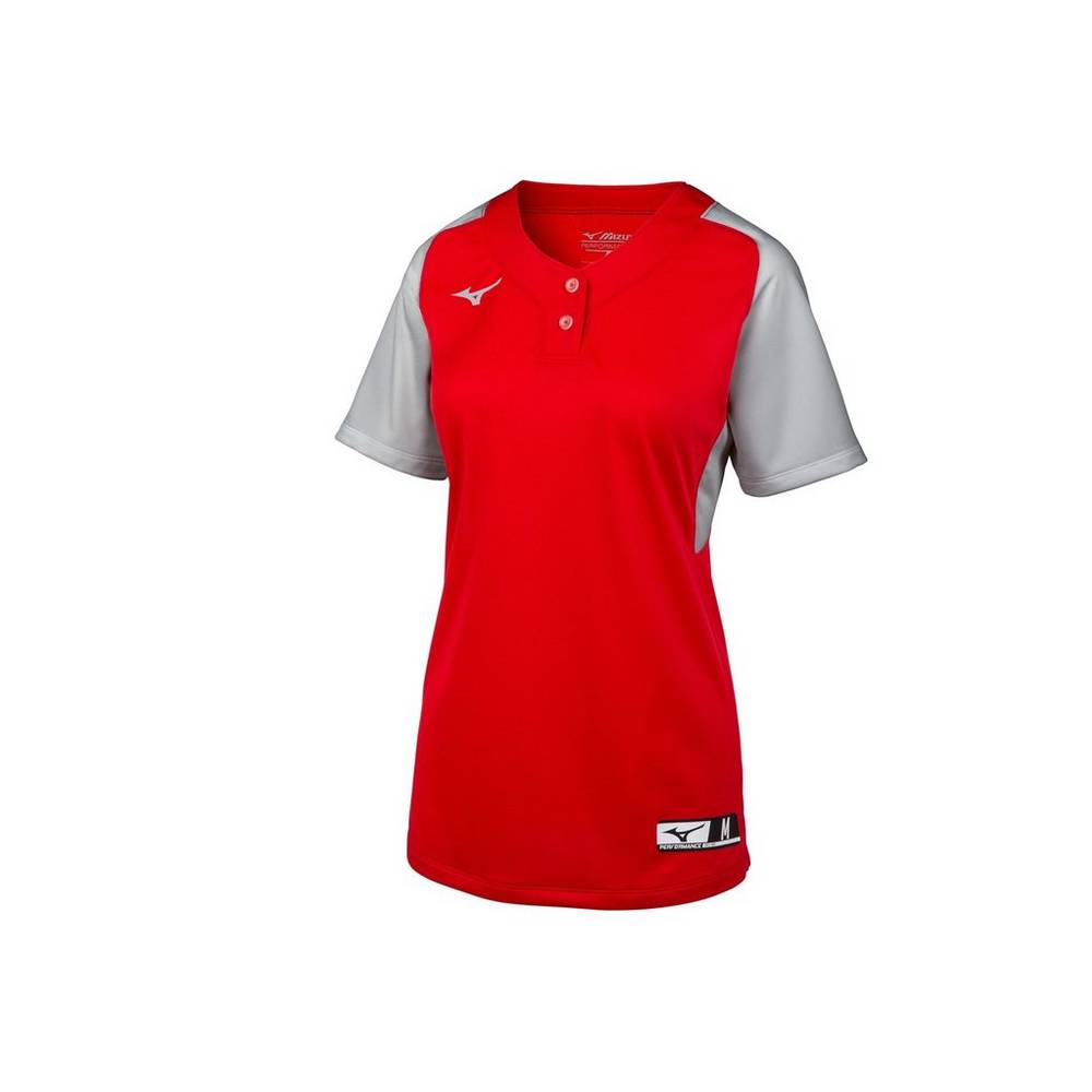Jersey Mizuno Softball Aerolite 2-Button Para Mujer Rojos/Grises 8043956-NE